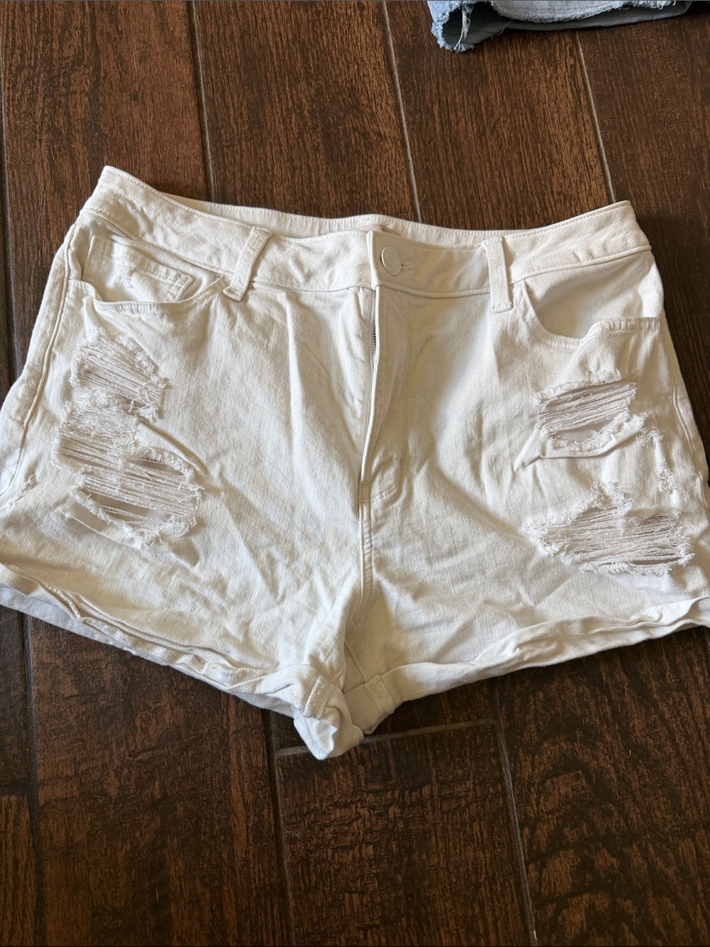 Women’s White Distressed Denim Jean Shorts